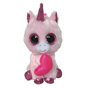 Ty Beanie Boo Darling Pink Unicorn Plush Holding Heart Stuffed Animal 2019 6.5"